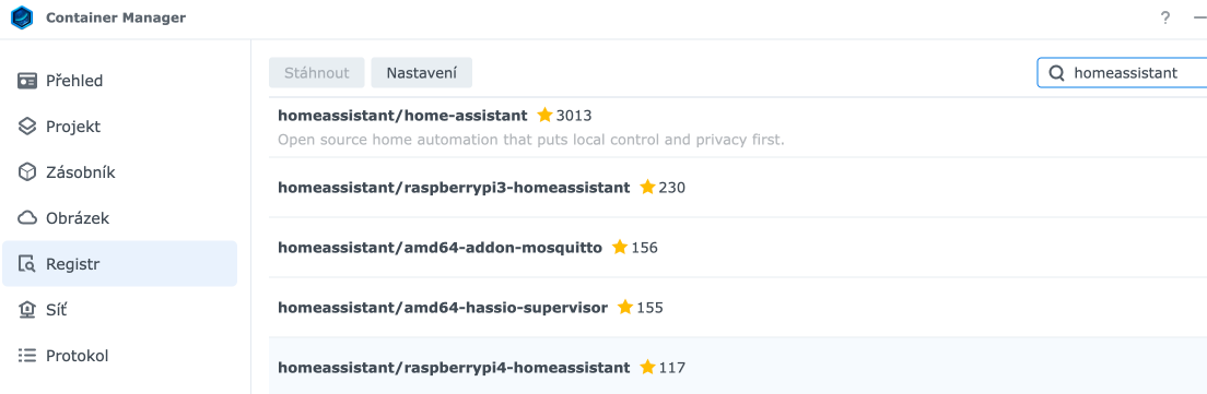 Synology Container HomeAssistant