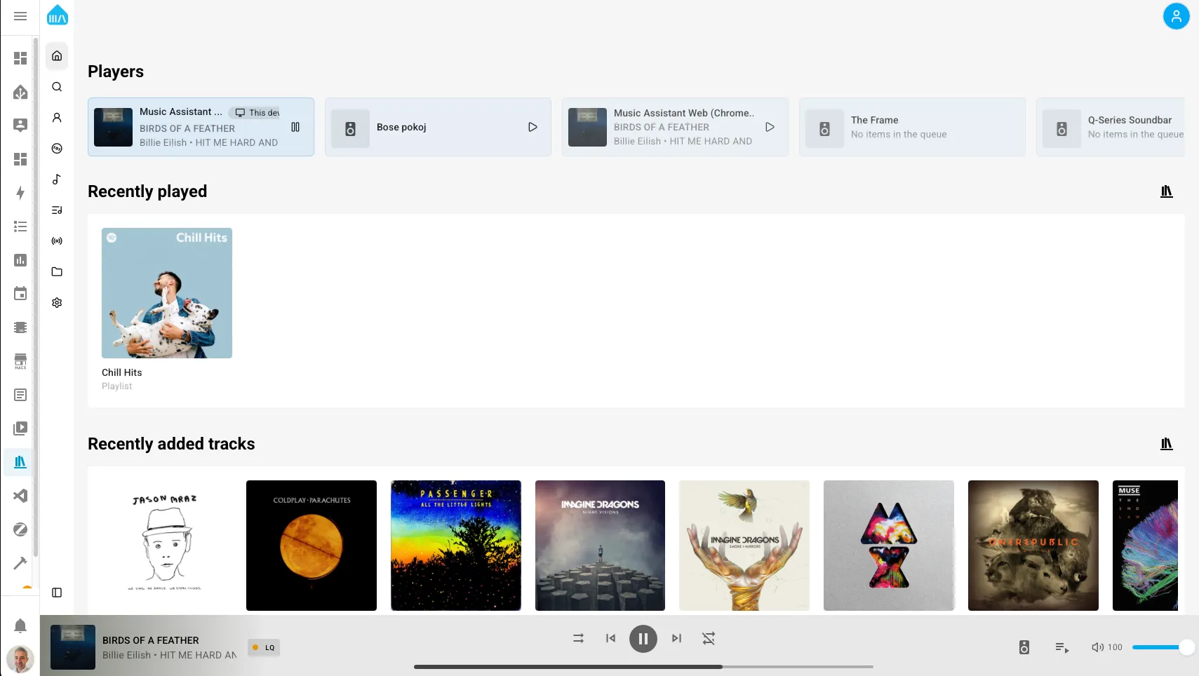 Screenshot of Music Assistant with overhauled user interface