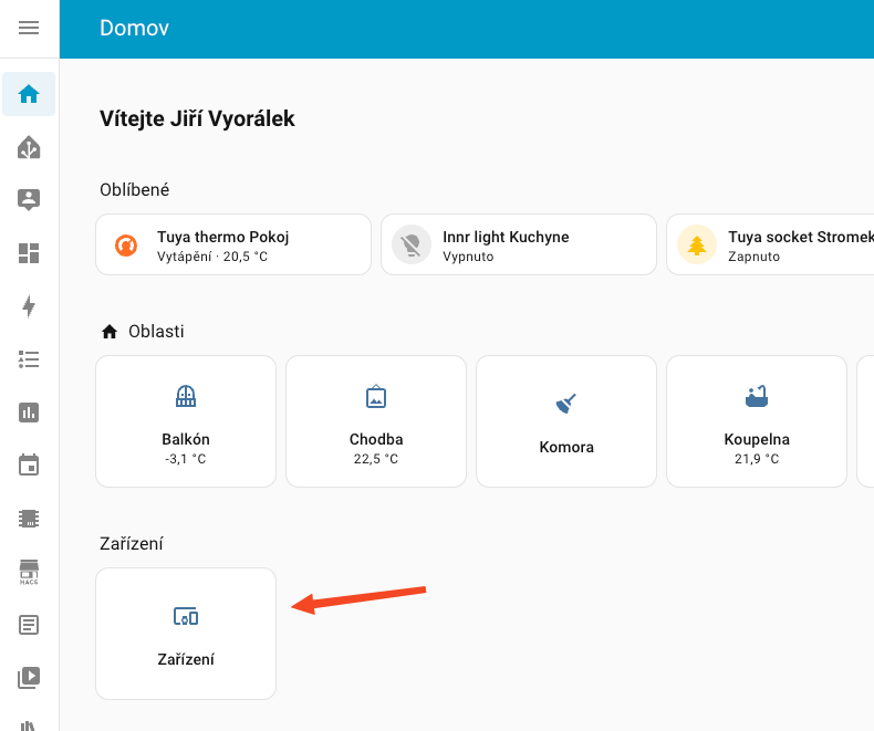 New Devices page shows devices not assigned to any area