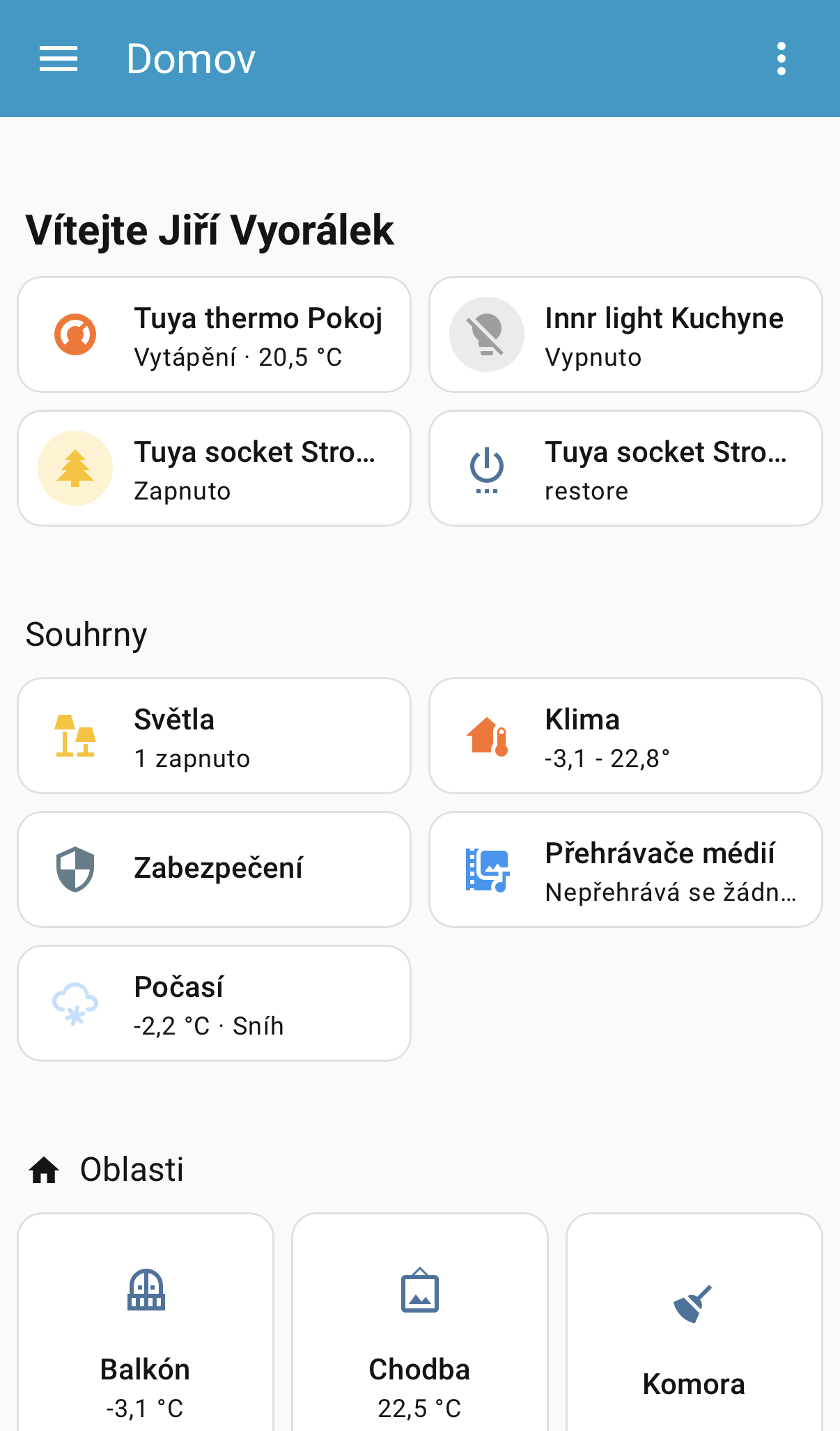 Home dashboard on mobile with summary cards at the top