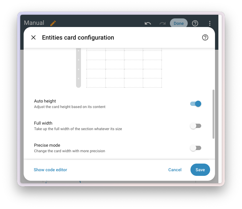 Auto height setting in the layout editor