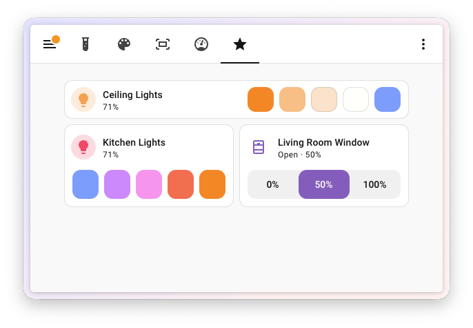 Favorite light colors as a card feature