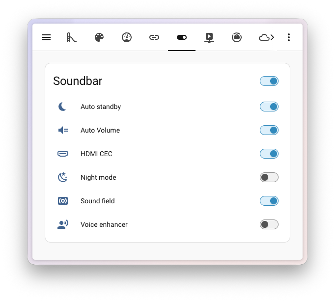 New toggle switch styling on the entities card
