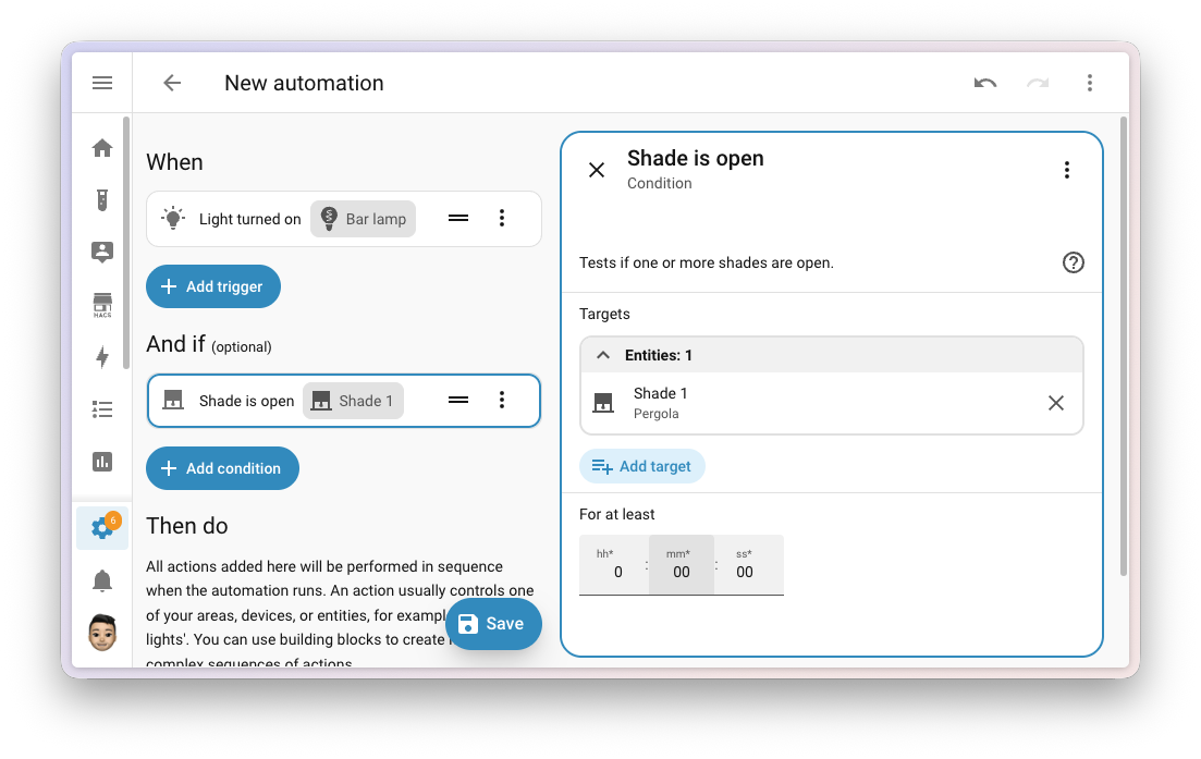 The "for" field on purpose-specific conditions