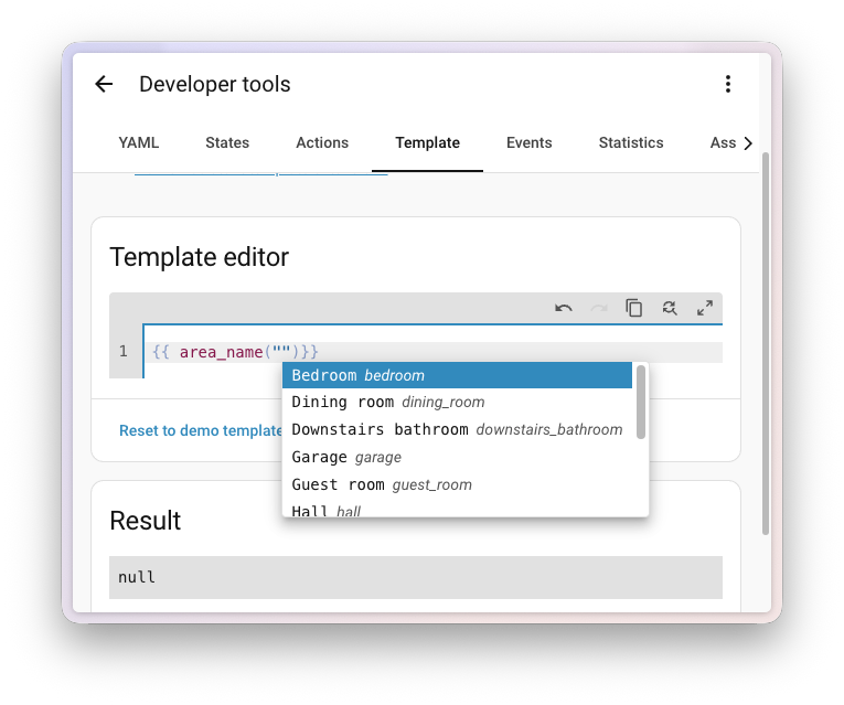 Context-aware area ID autocomplete