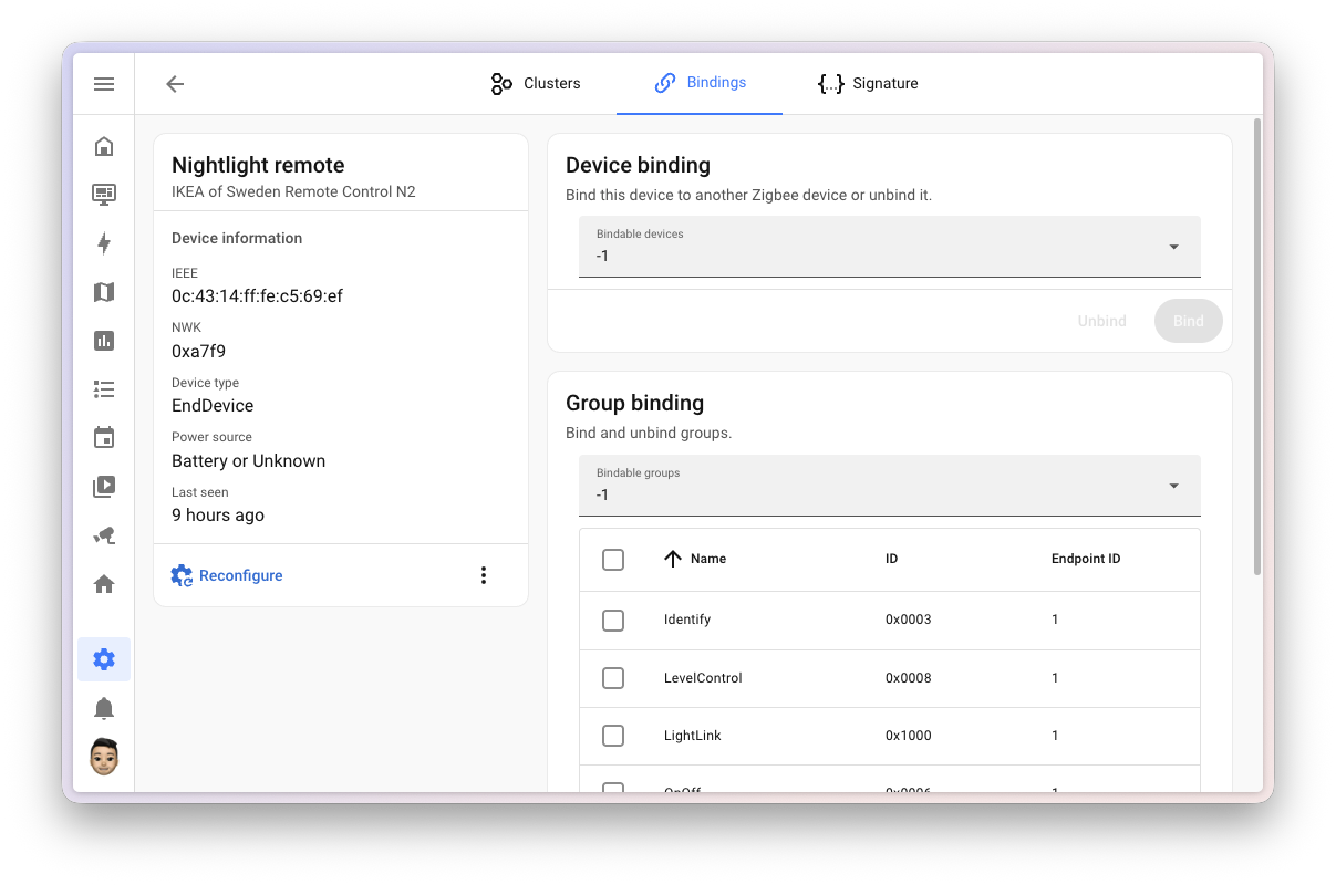 The new full-page ZHA Zigbee device management with tabs