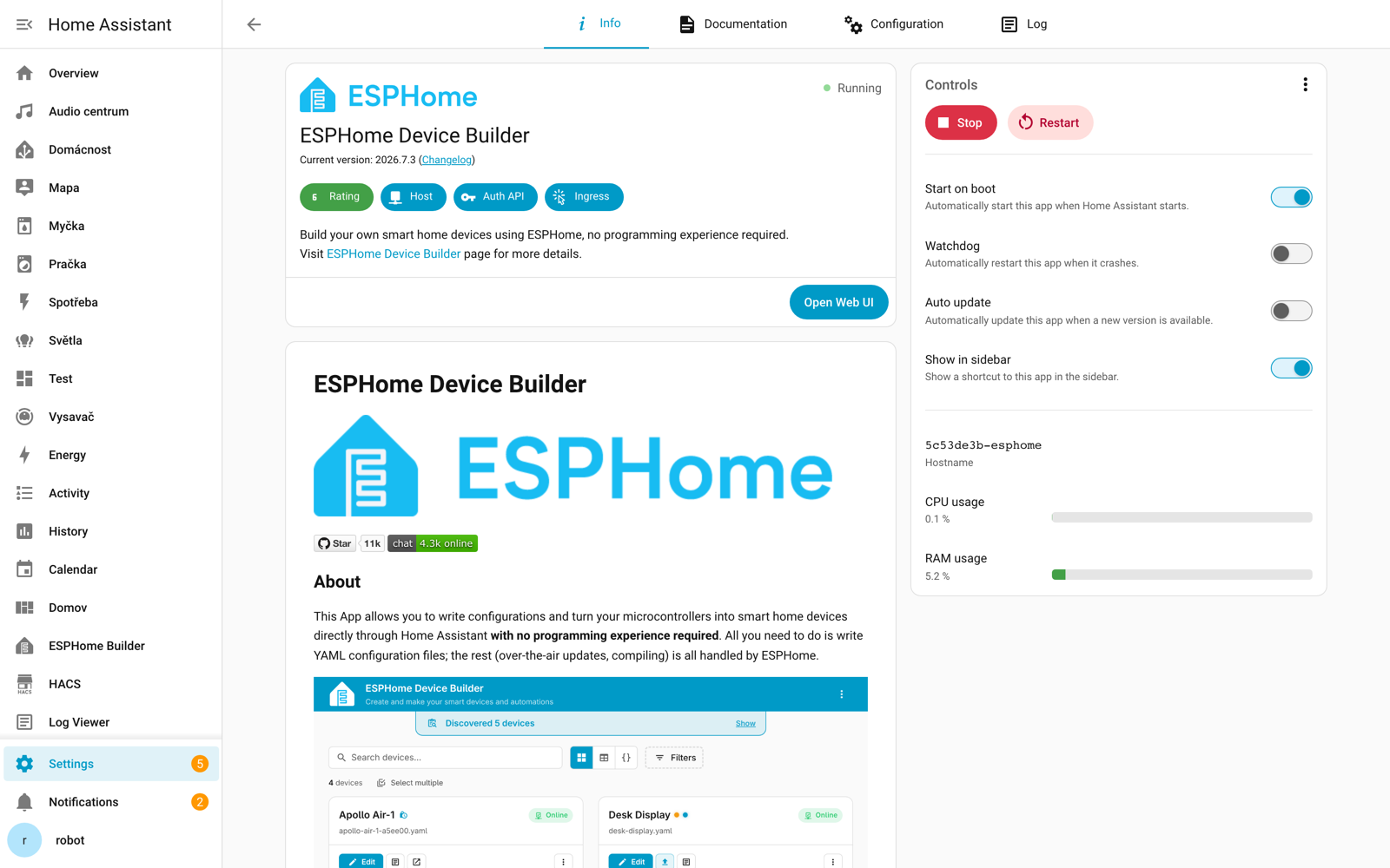 ESPHome Device Builder app details