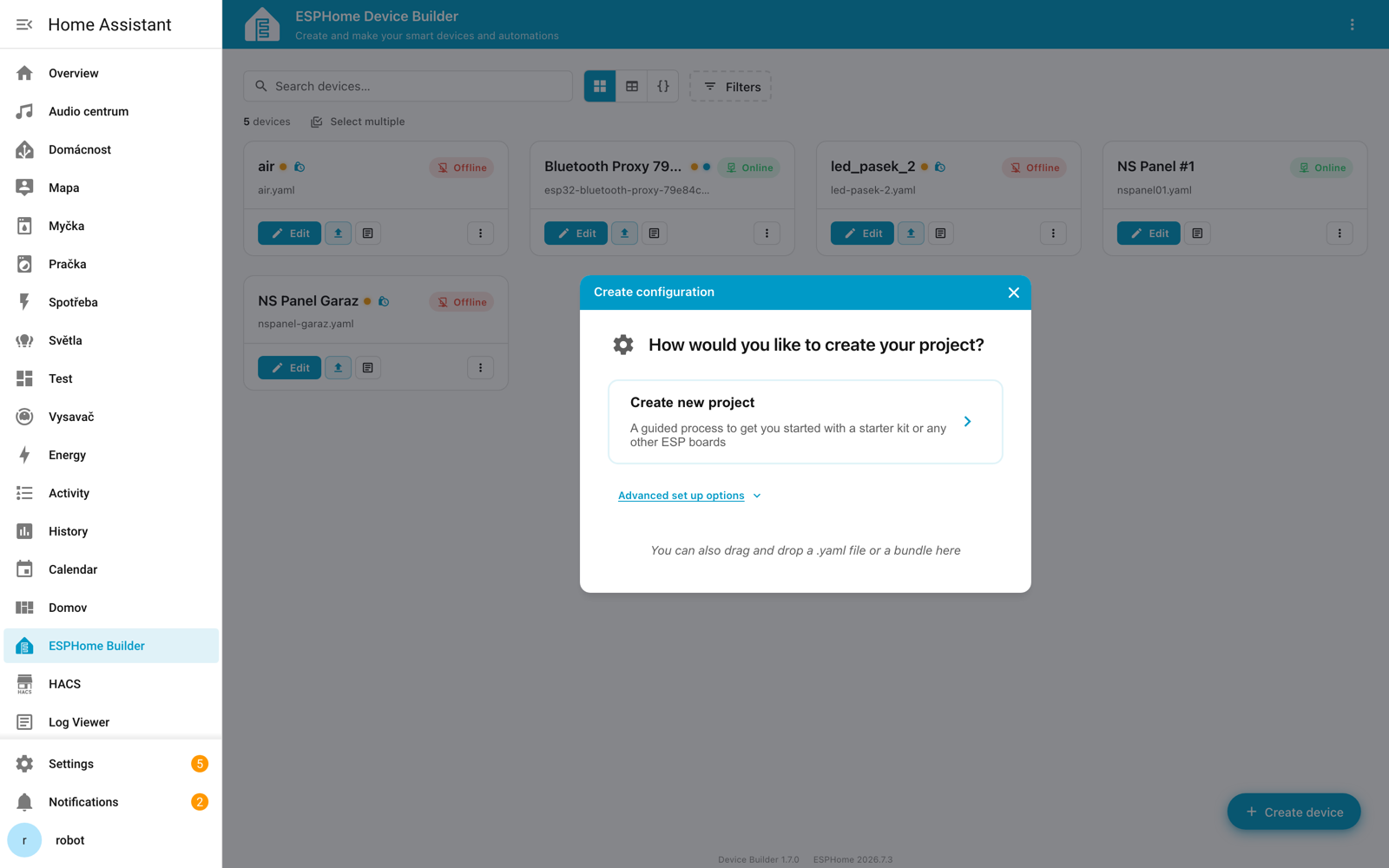 Creating a new configuration