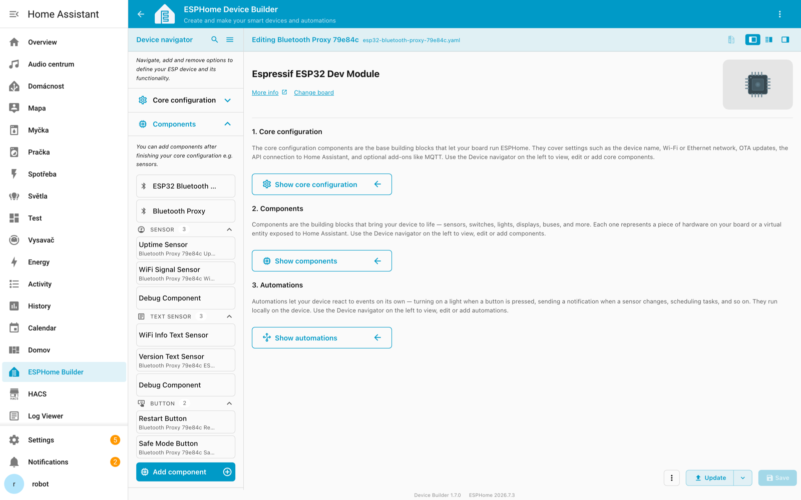 Visual component editor in Device Builder