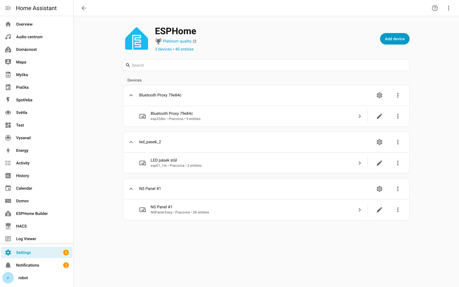 ESPHome integration in Home Assistant