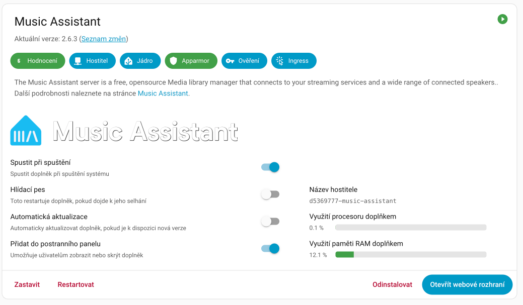 Music Assistant Installed